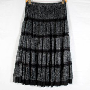 Leopard Blue Black and Gray Midi Skirt with Mesh